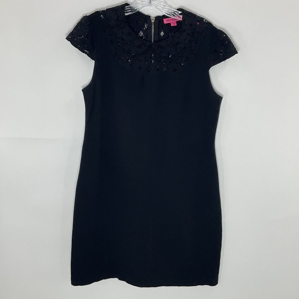 Betsy Johnson Dress Women 10‎ Black Collar Floral Lace Goth Bewitching